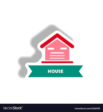 Stylish icon in paper sticker style building house vector image