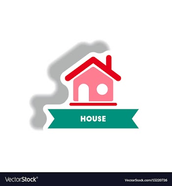 Stylish icon in paper sticker style building house vector image