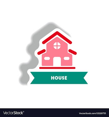 Stylish icon in paper sticker style building house vector image