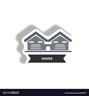 Stylish icon in paper sticker style building house vector image