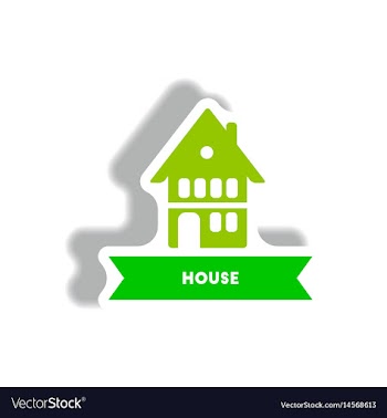 Stylish icon in paper sticker style building house vector image