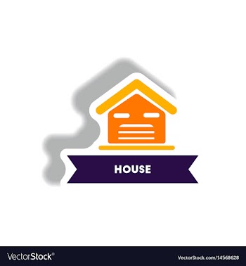 Stylish icon in paper sticker style building house vector image