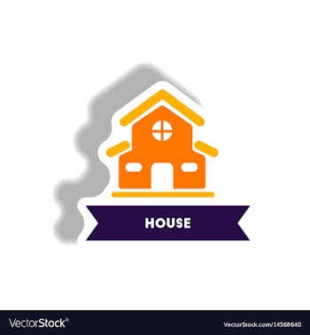 Stylish icon in paper sticker style building house vector image