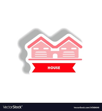 Stylish icon in paper sticker style building house vector image