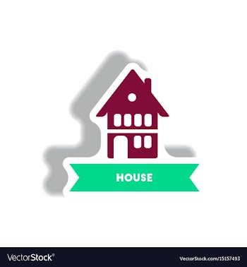 Stylish icon in paper sticker style building house vector image