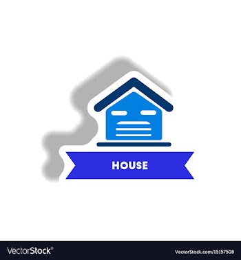 Stylish icon in paper sticker style building house vector image