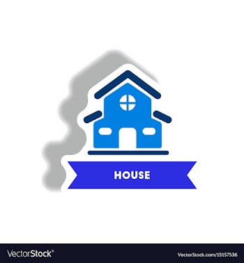 Stylish icon in paper sticker style building house vector image