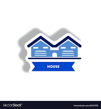 Stylish icon in paper sticker style building house vector image
