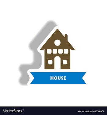 Stylish icon in paper sticker style building house vector image