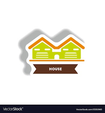 Stylish icon in paper sticker style building house vector image