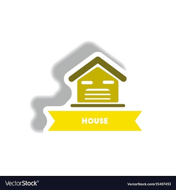 Stylish icon in paper sticker style building house vector image