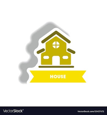 Stylish icon in paper sticker style building house vector image