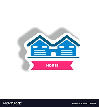 Stylish icon in paper sticker style building house vector image