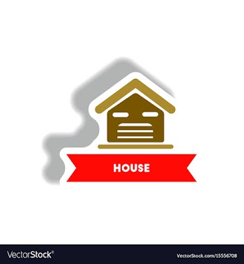 Stylish icon in paper sticker style building house vector image
