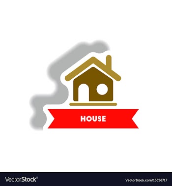 Stylish icon in paper sticker style building house vector image