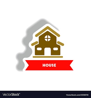 Stylish icon in paper sticker style building house vector image