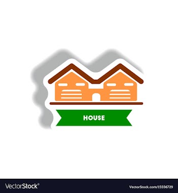 Stylish icon in paper sticker style building house vector image