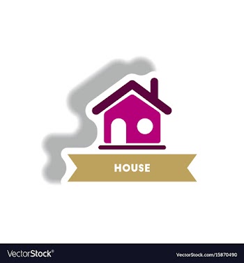 Stylish icon in paper sticker style building house vector image