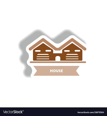 Stylish icon in paper sticker style building house vector image