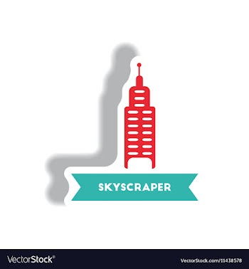 Stylish icon in paper sticker style building vector image