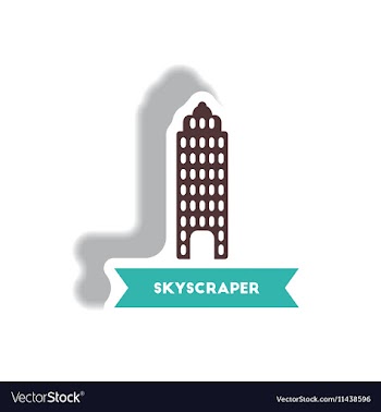 Stylish icon in paper sticker style building vector image