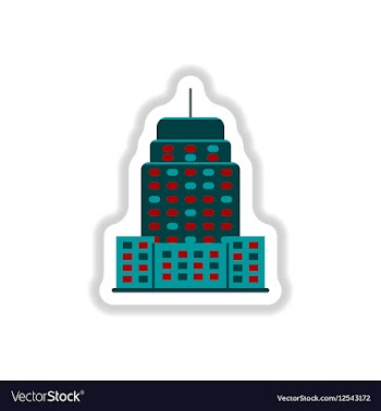 Stylish icon in paper sticker style building vector image