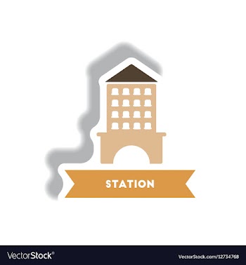 Stylish icon in paper sticker style building vector image