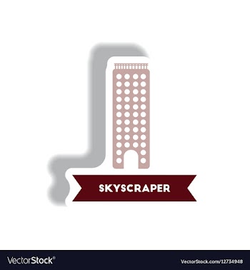 Stylish icon in paper sticker style building vector image