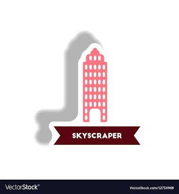 Stylish icon in paper sticker style building vector image