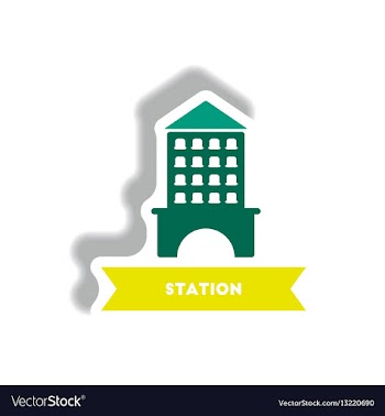 Stylish icon in paper sticker style building vector image