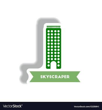 Stylish icon in paper sticker style building vector image