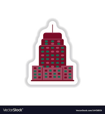 Stylish icon in paper sticker style building vector image