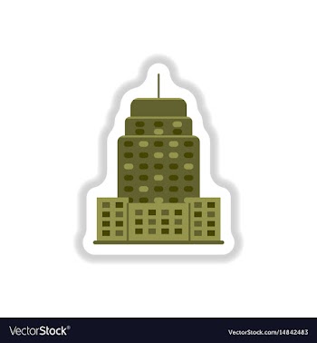 Stylish icon in paper sticker style building vector image