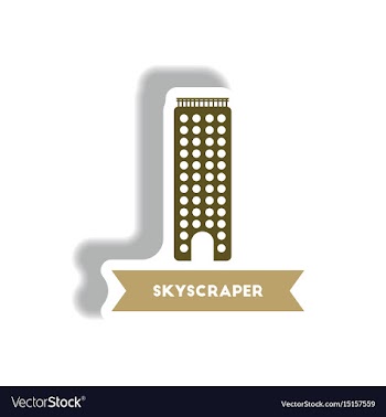 Stylish icon in paper sticker style building vector image