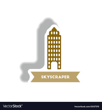 Stylish icon in paper sticker style building vector image