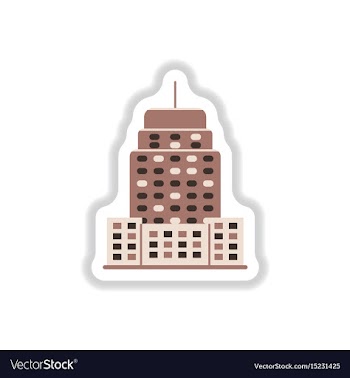 Stylish icon in paper sticker style building vector image