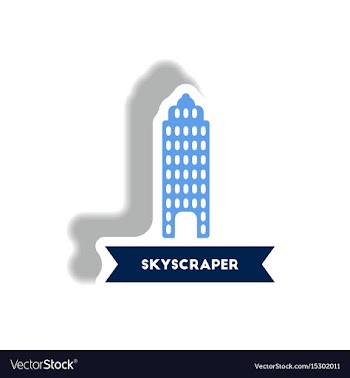 Stylish icon in paper sticker style building vector image