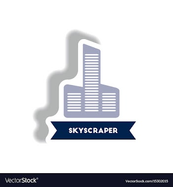 Stylish icon in paper sticker style building vector image