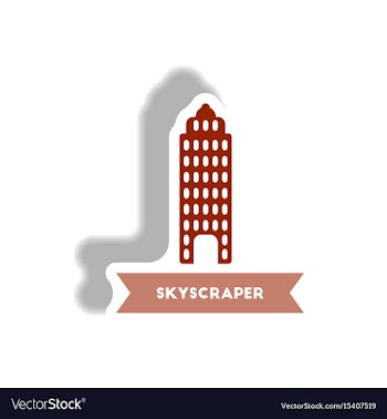 Stylish icon in paper sticker style building vector image