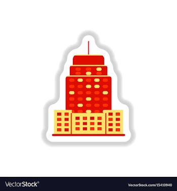 Stylish icon in paper sticker style building vector image