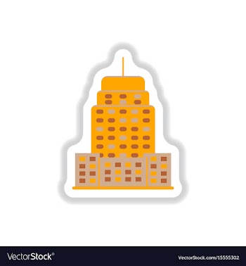 Stylish icon in paper sticker style building vector image