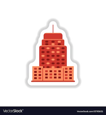 Stylish icon in paper sticker style building vector image