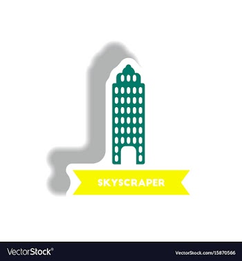 Stylish icon in paper sticker style building vector image