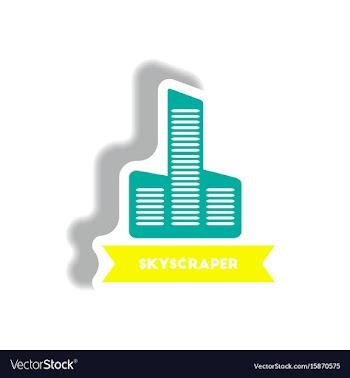 Stylish icon in paper sticker style building vector image