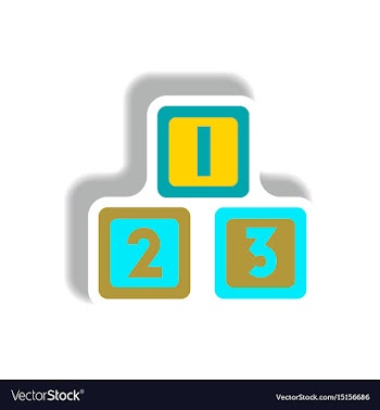 Stylish icon in paper sticker style cubes toys vector image