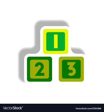 Stylish icon in paper sticker style cubes toys vector image
