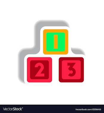 Stylish icon in paper sticker style cubes toys vector image