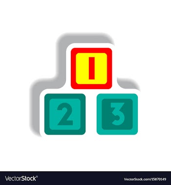 Stylish icon in paper sticker style cubes toys vector image