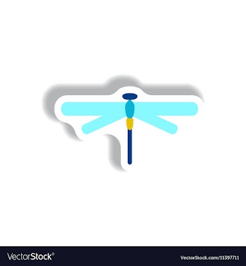 Stylish icon in paper sticker style dragonfly vector image