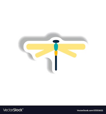 Stylish icon in paper sticker style dragonfly vector image